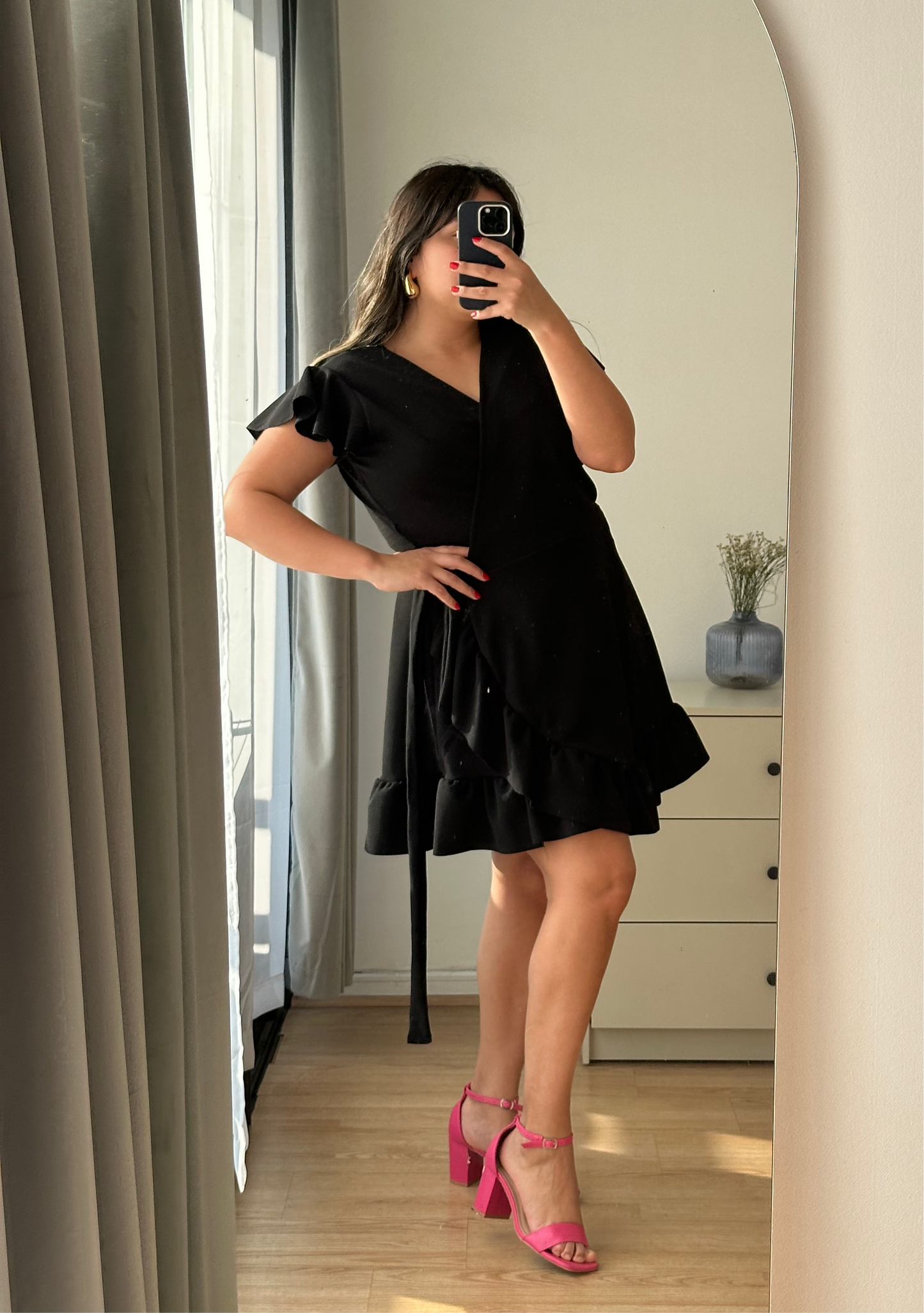 Vestido Maciel Manga Vuelos Tela Sofia