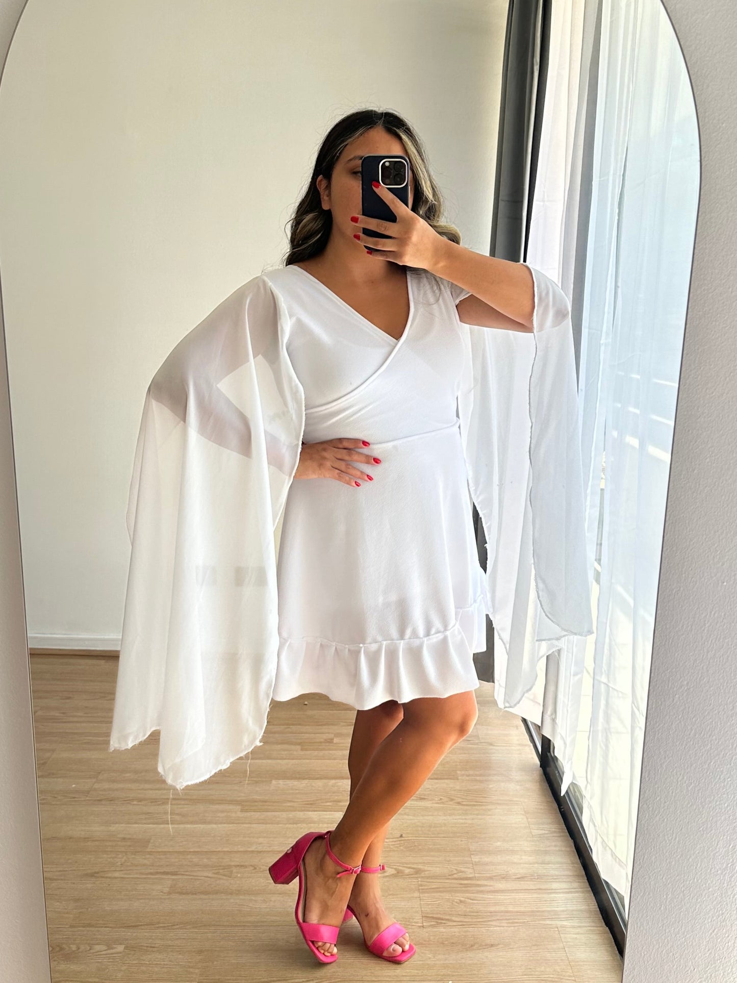 Vestido Angelica Party Blanco Tela Scuba