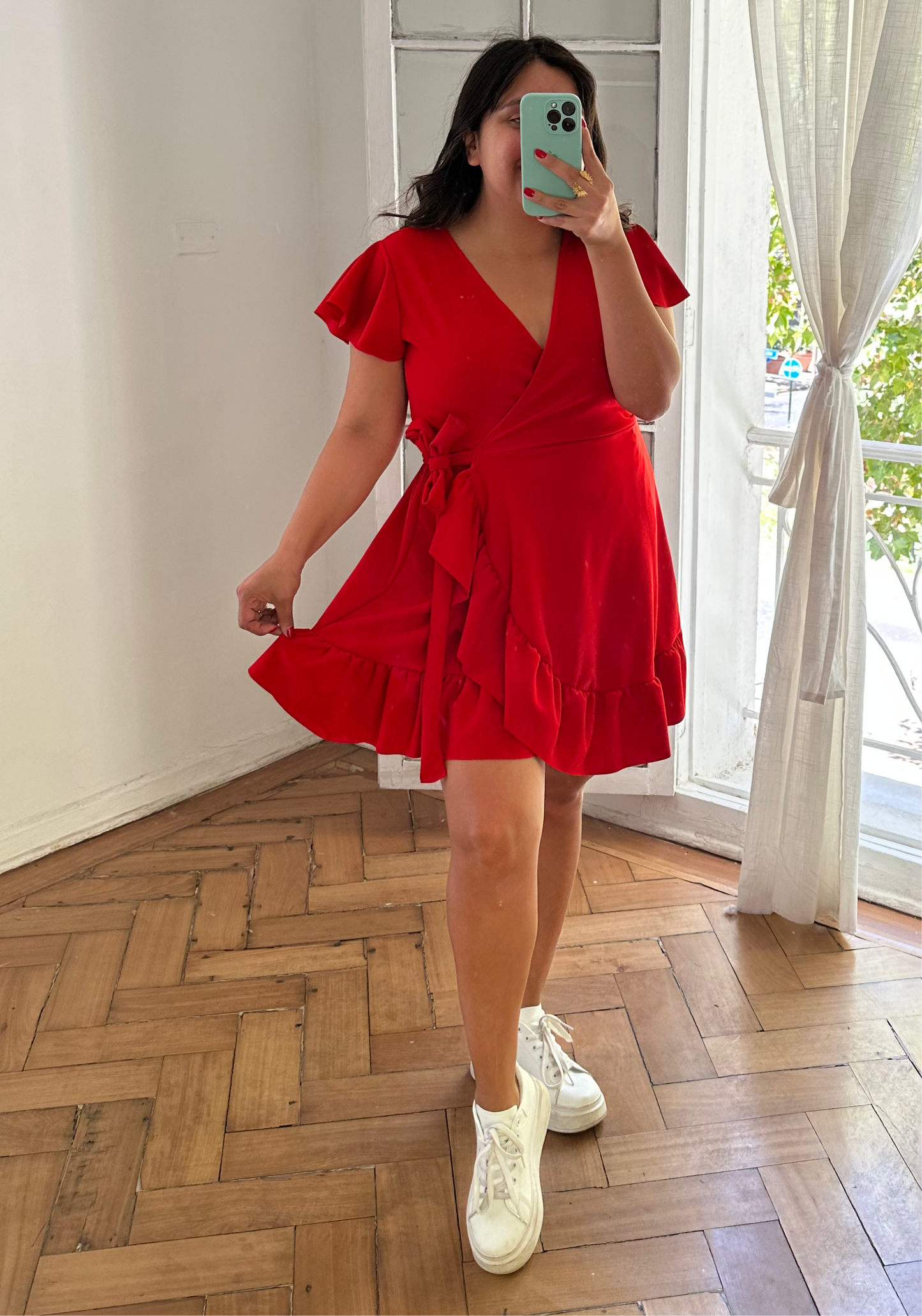 Vestido Maciel Manga Vuelos Tela Sofia