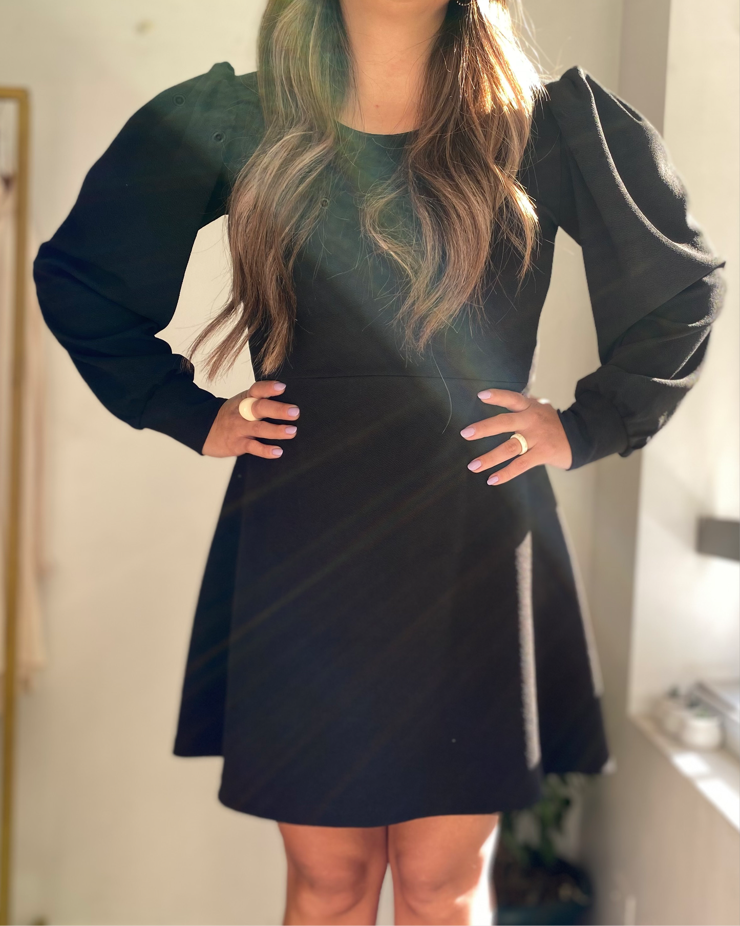Vestido Lorena Clásico Manga Larga Tela Scuba