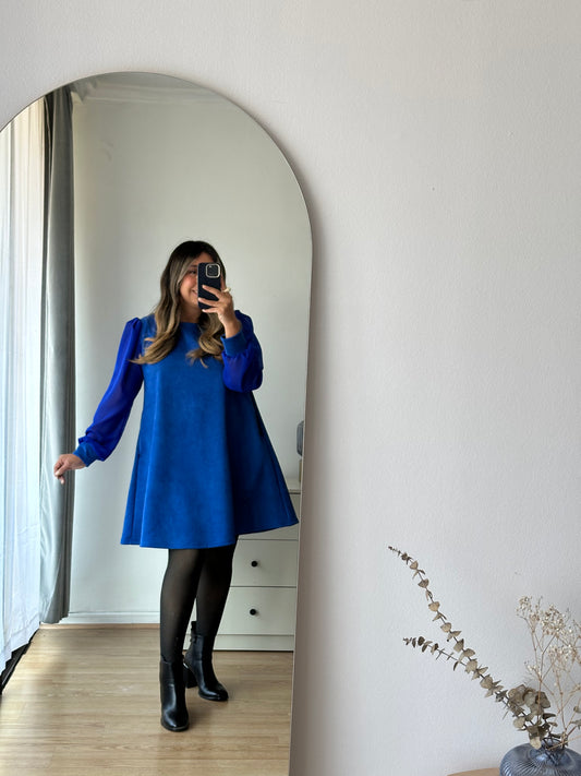 Vestido Caily Manga Gasa Cuerpo Gamuza