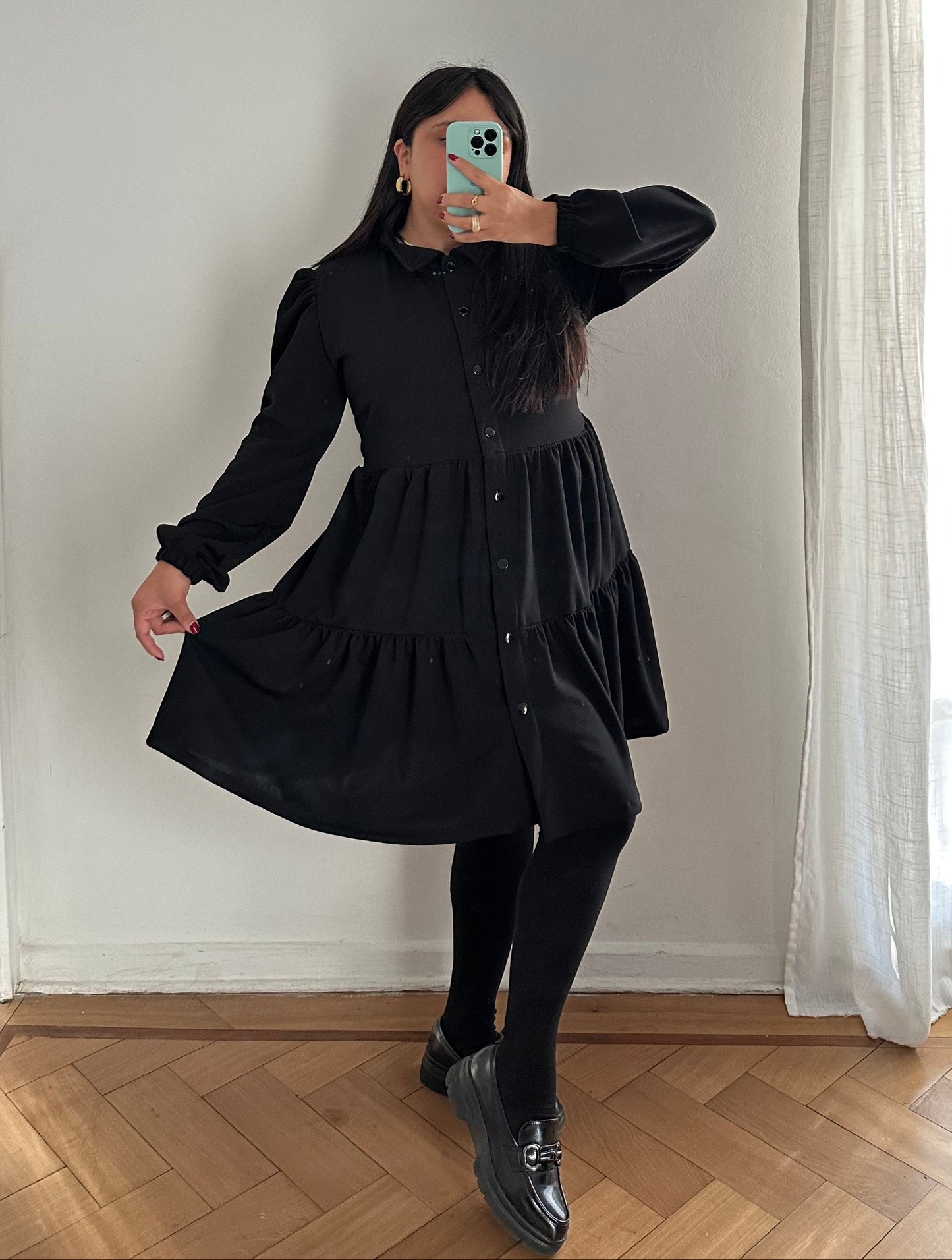 Vestido Adelle Manga Larga Tela Sofia