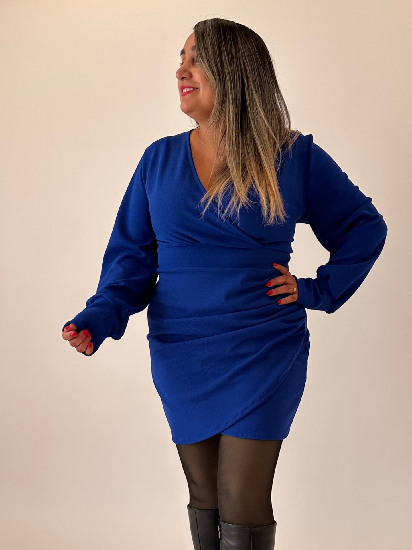 Vestido Magnolia Manga Larga Tela Sofia