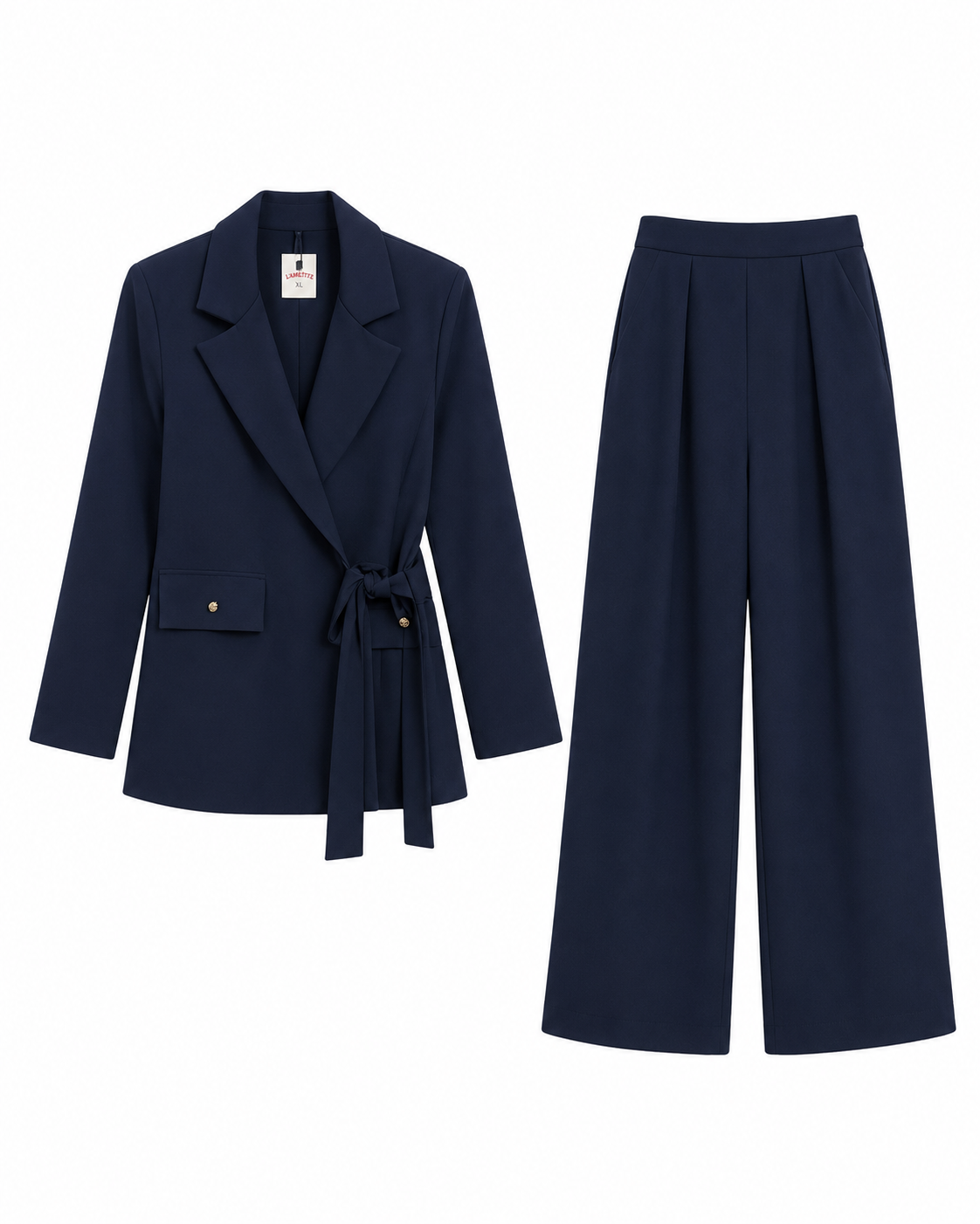 Conjunto Blazer Rebeca Con Amarra + Pantalón Moira Gabardina