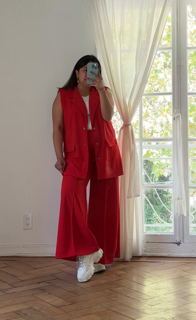 Conjunto Almendra Tela Scuba Pantalón largo