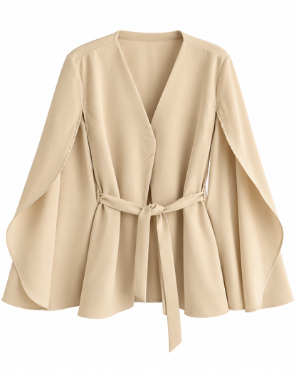 Blazer Pia Tela Gabardina Con Amarra