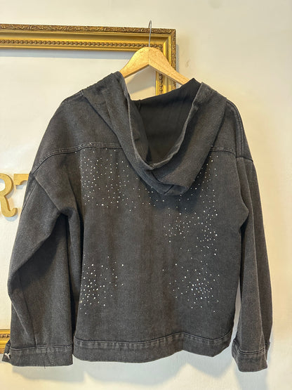 Chaqueta Mezclilla Con Gorro y Cierre