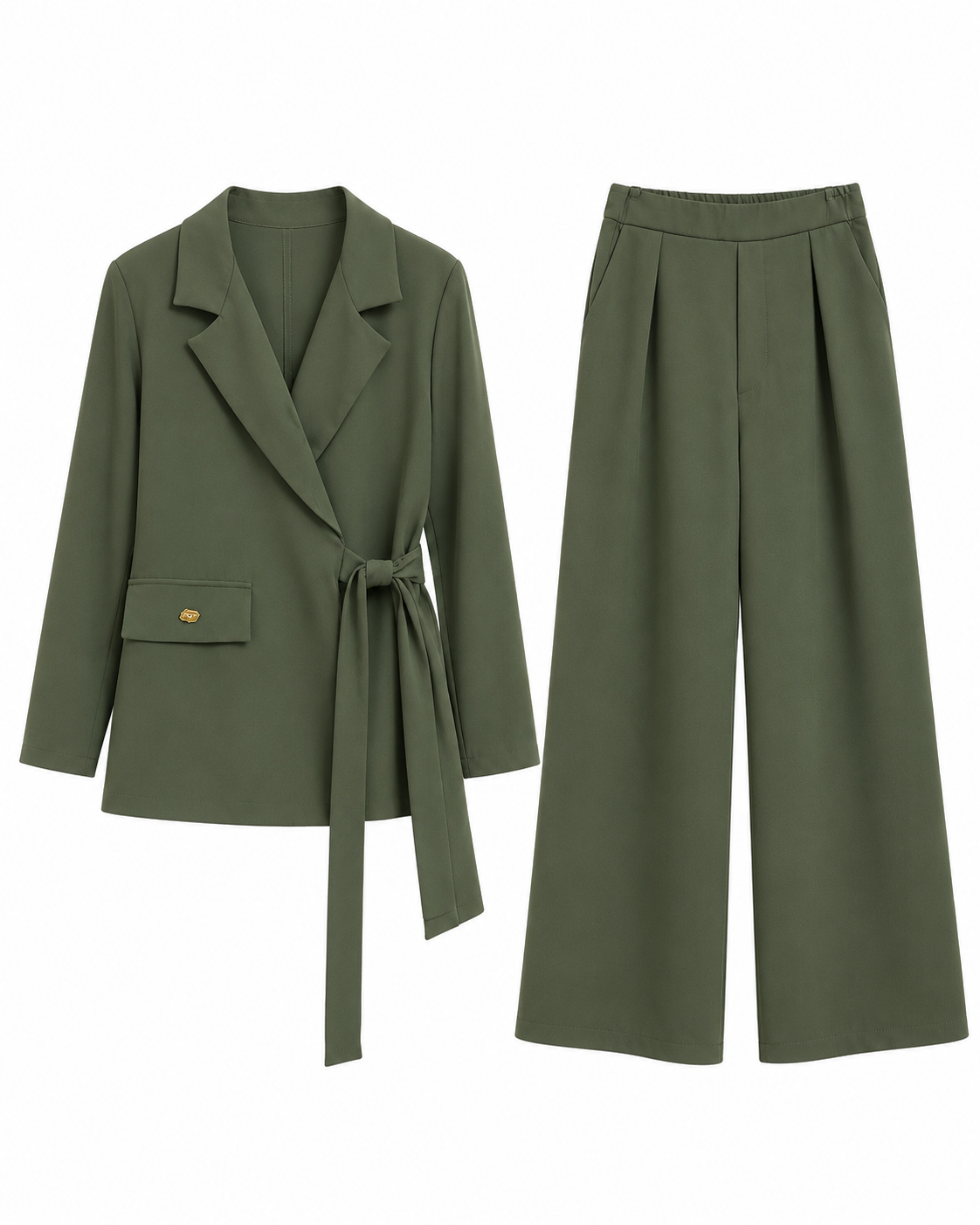 Conjunto Blazer Rebeca Con Amarra + Pantalón Moira Gabardina