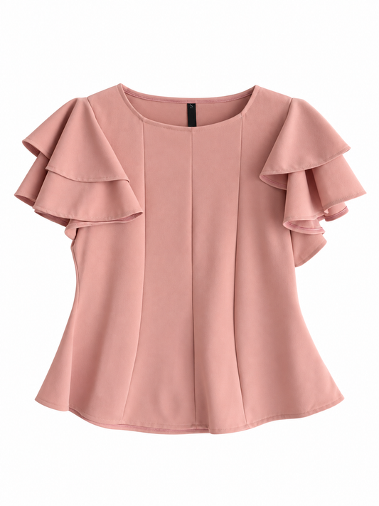 Polera Vanessa Tela Scuba Manga Vuelos