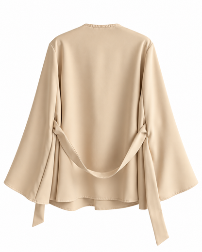 Blazer Pia Tela Gabardina Con Amarra