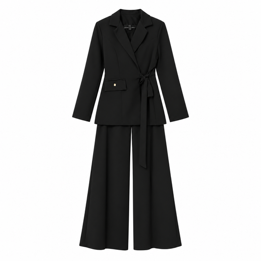 Conjunto Blazer Rebeca Tipo Sastrero + Pantalón Isidora Sin Bolsillo Tela Scuba Elasticada