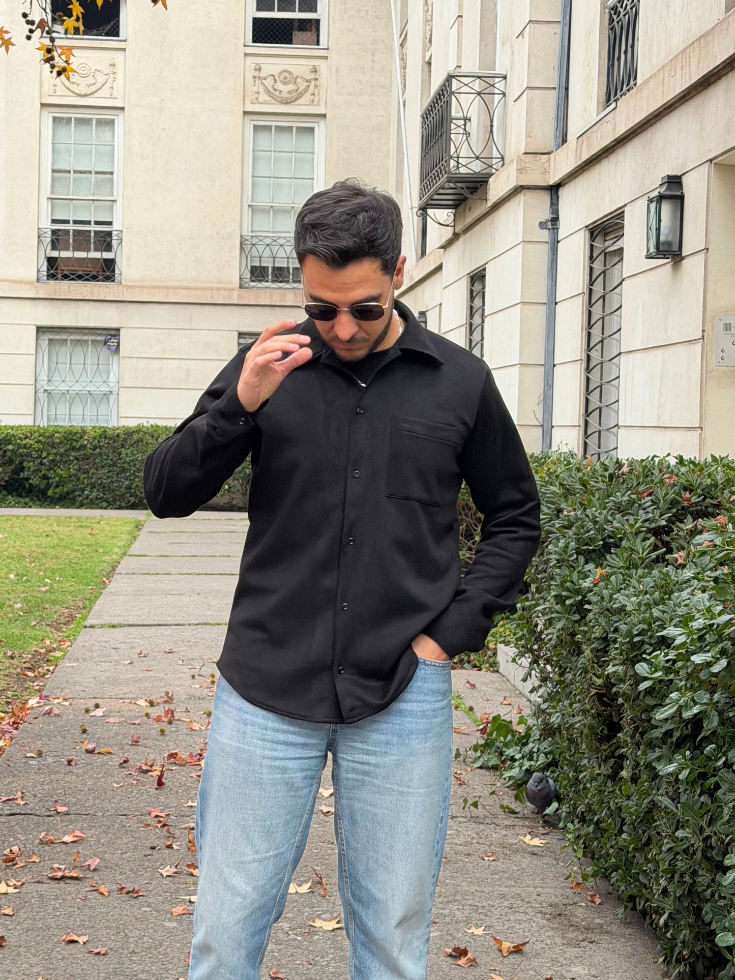 Camisa Ignacio Tela Agamuzada Manga Larga Hombre