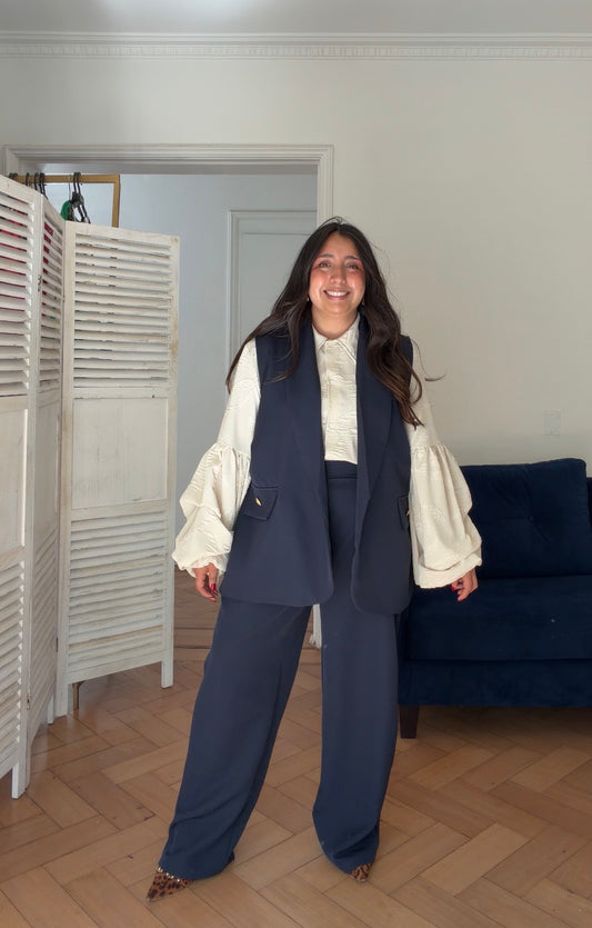 Blazer Siena Con Amarra Sin Manga Tela Gabardina