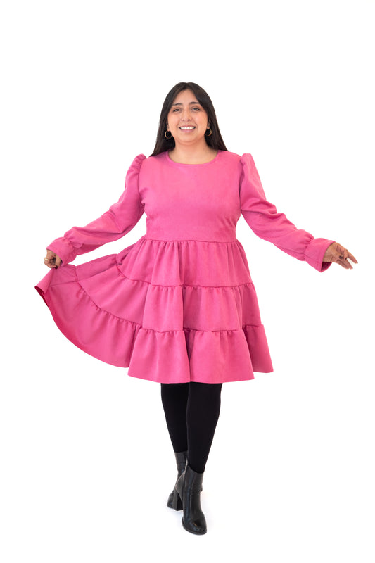 Vestido Fernanda Tela Agamuzada Lazo