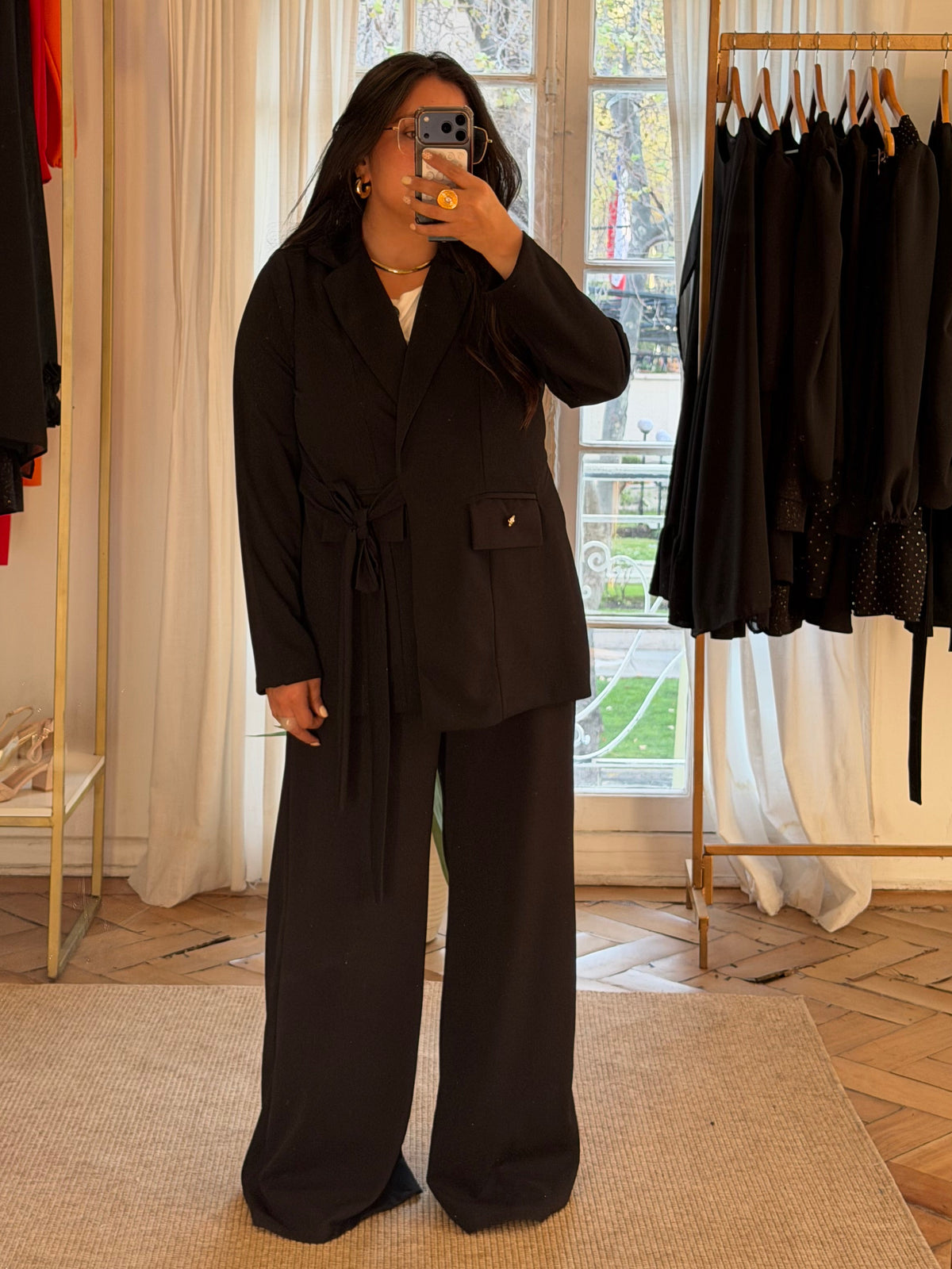 Conjunto Blazer Rebeca Tipo Sastrero + Pantalón Isidora Sin Bolsillo Tela Scuba Elasticada