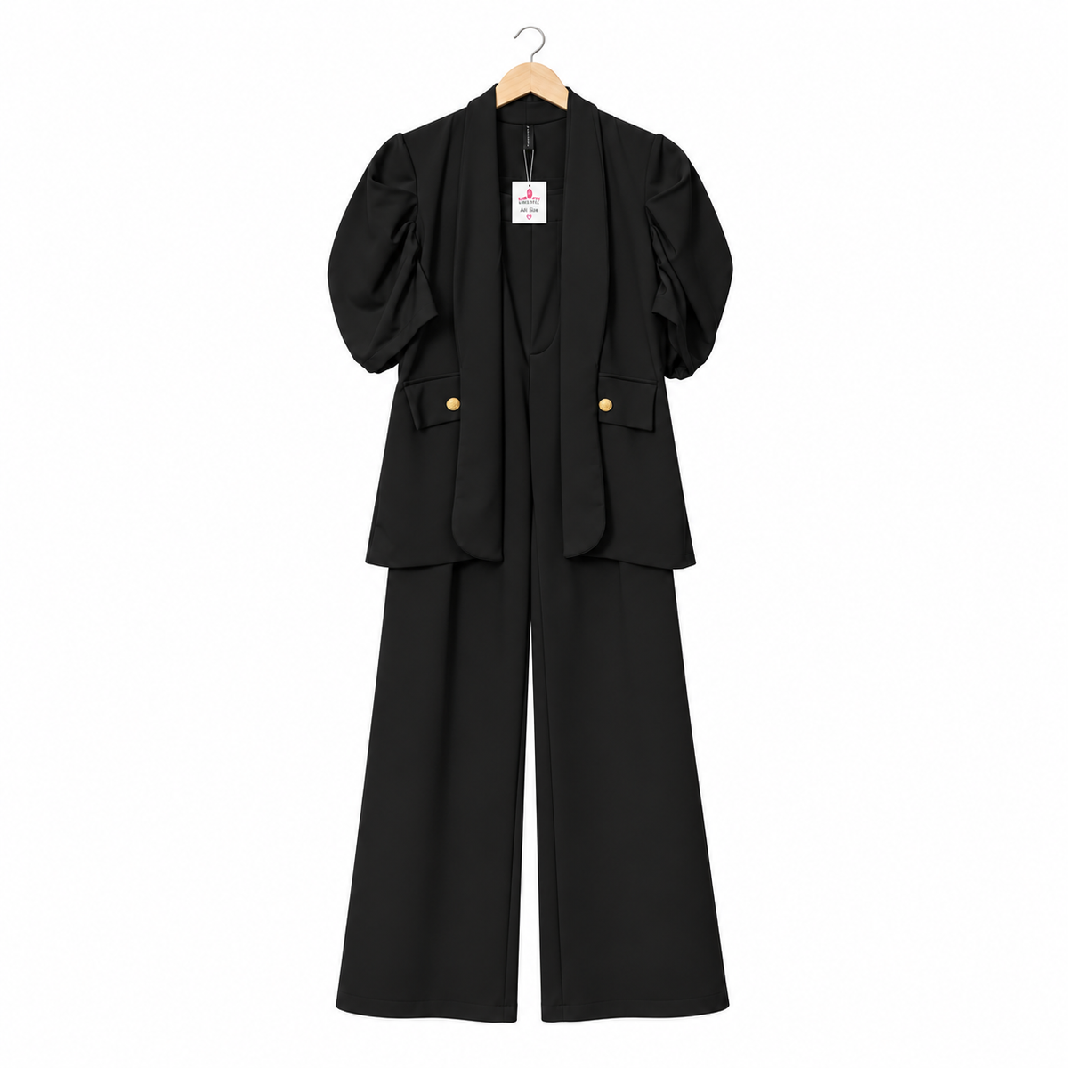 Conjunto Blazer Siena Manga Corta + Pantalón Moira Tela Scuba Elasticada