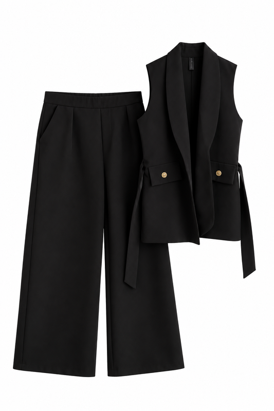 Conjunto Blazer Siena Sin Manga & Amarra + Pantalón Moira