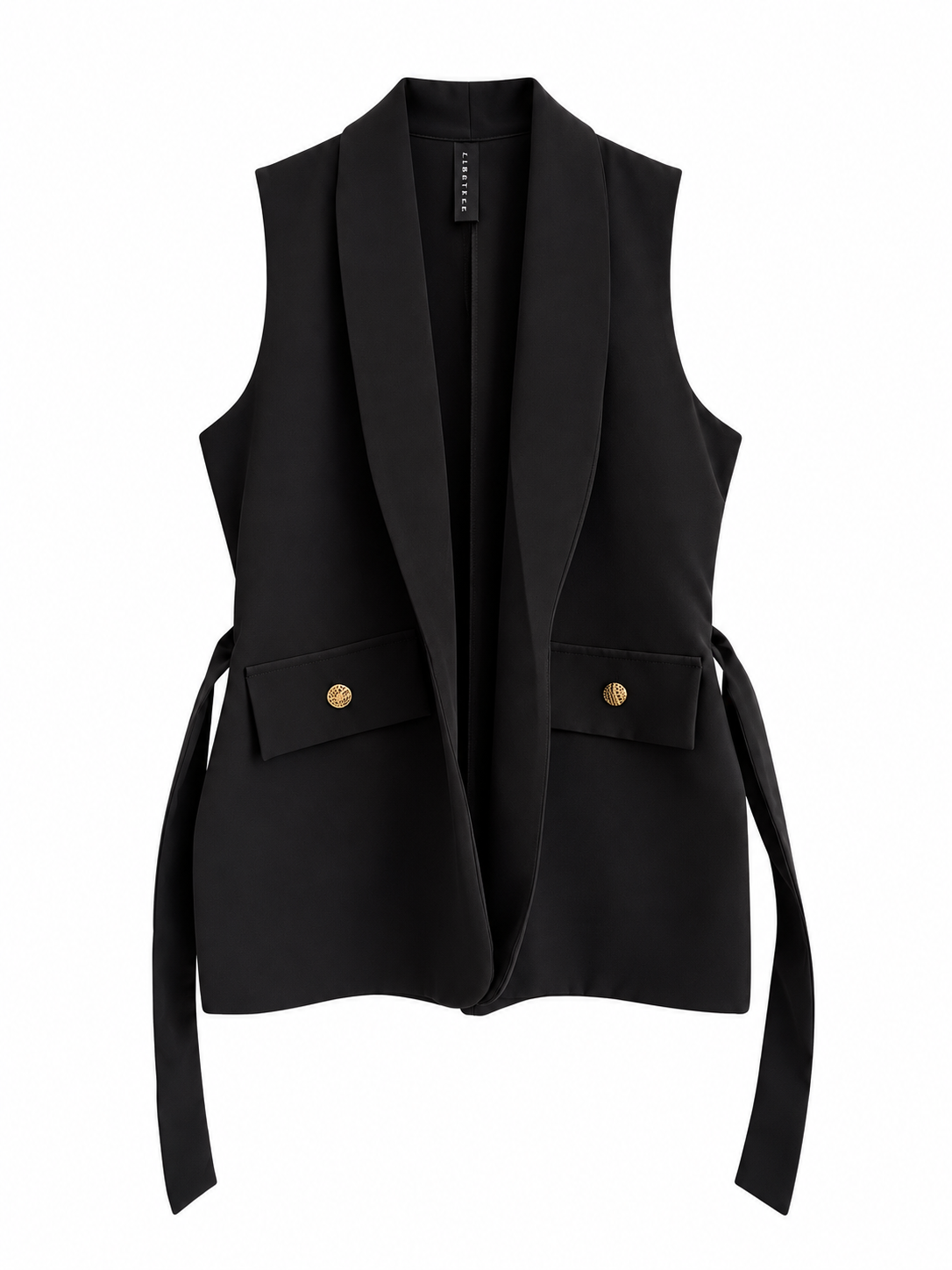 Blazer Siena Con Amarra Sin Manga Tela Gabardina