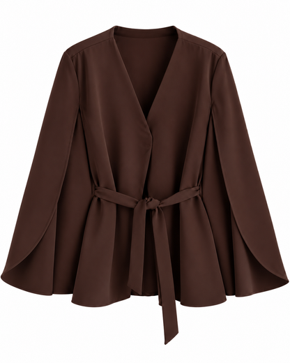 Blazer Pia Tela Gabardina Con Amarra
