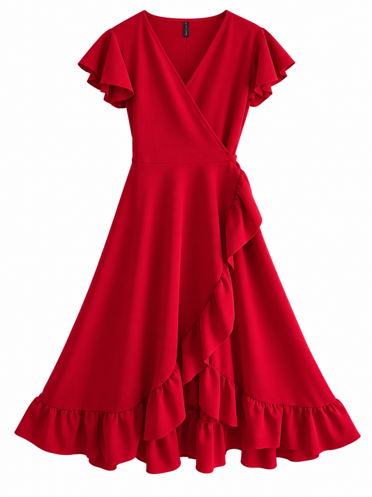 Vestido Maciel Midi Tela Scuba Vuelos en Manga