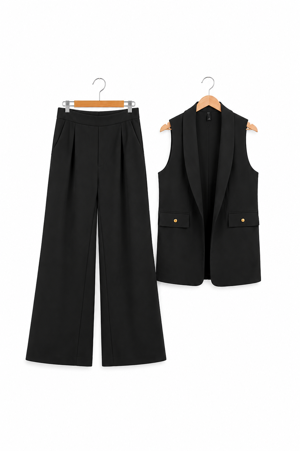 Conjunto Blazer Siena Sin Manga + Pantalón Moira Con Pinza Gabardina