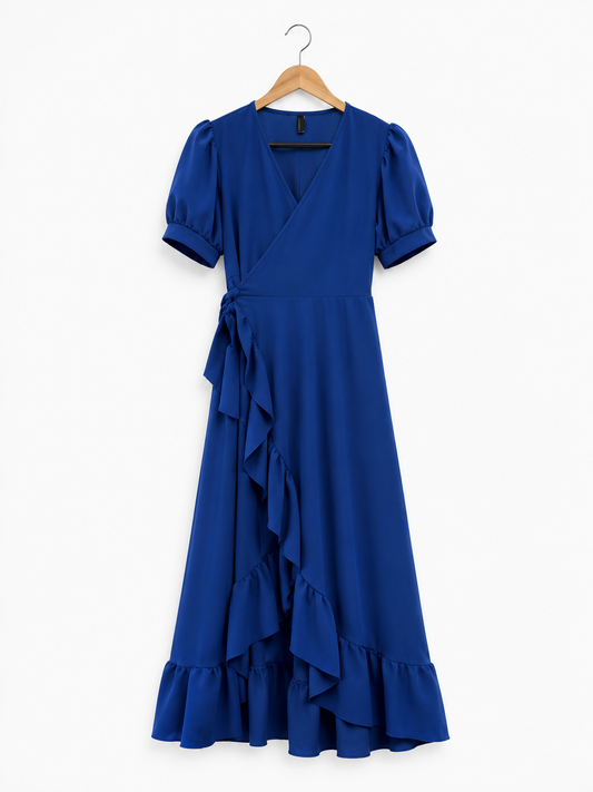 Vestido Maciel Midi Manga Corta Gasa Tela Scuba