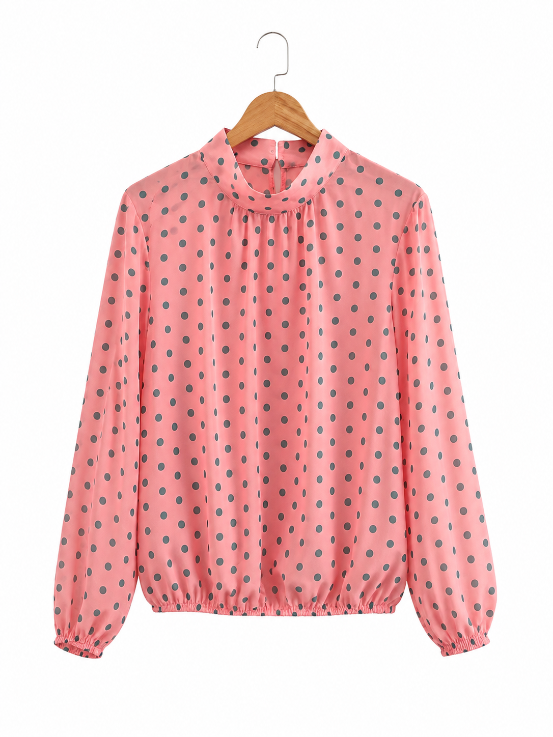 Blusa Gasa Rosada Puntos Verdes