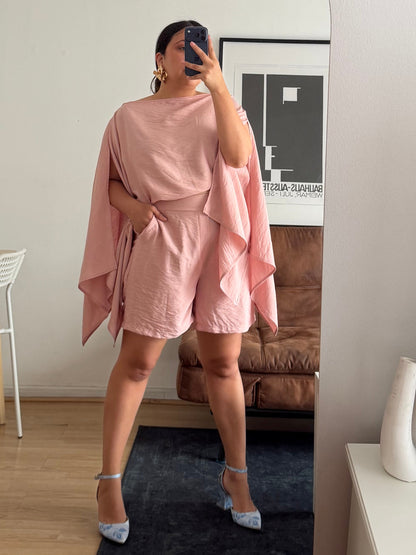 Conjunto capa paris + Short  Sastrero Símil Lino