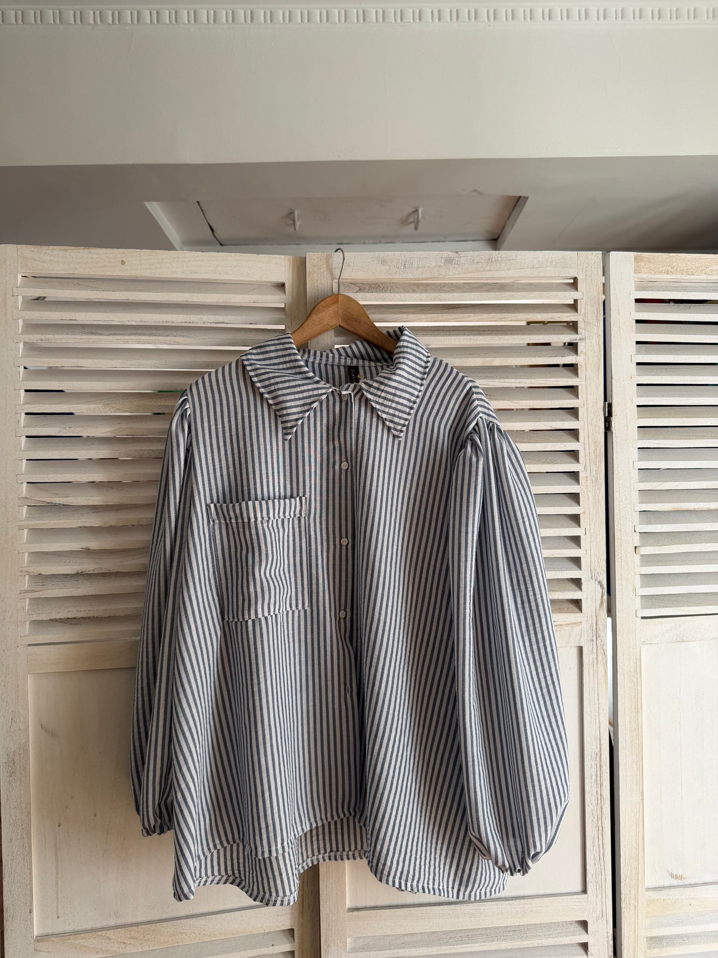 Camisa Sary Oversize Simil Lino Lineas