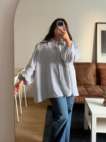 Camisa Sary Oversize Simil Lino Lineas