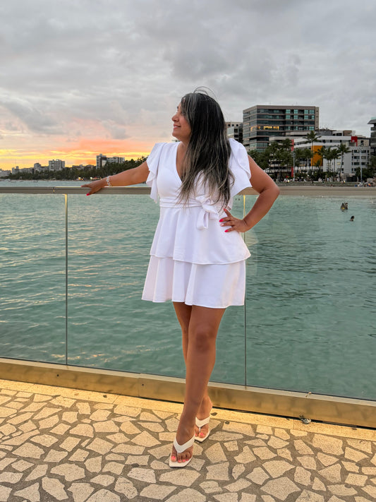 Vestido Pilar Tela Scuba Manga Corta Vuelos