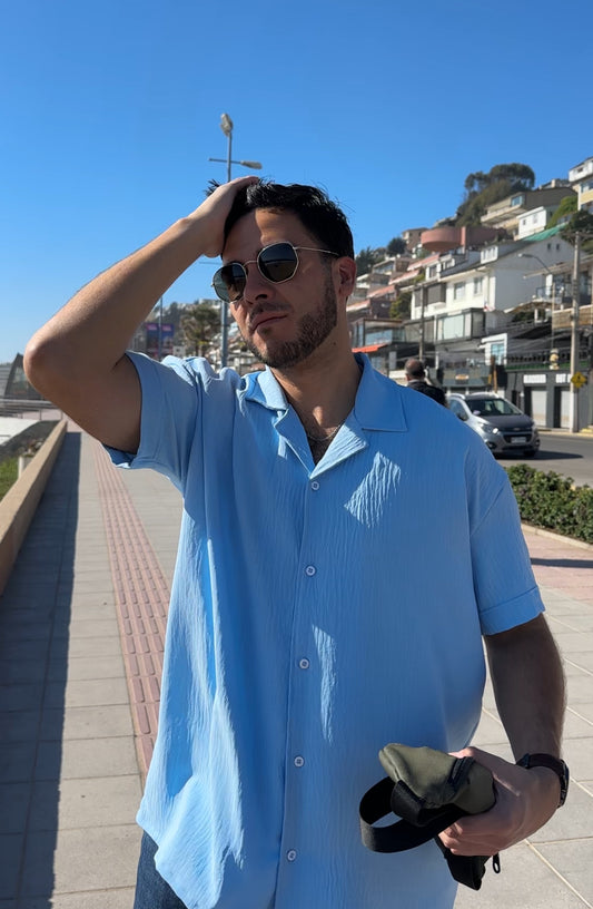 Camisa Summer Hombre Manga Corta Tela Cey