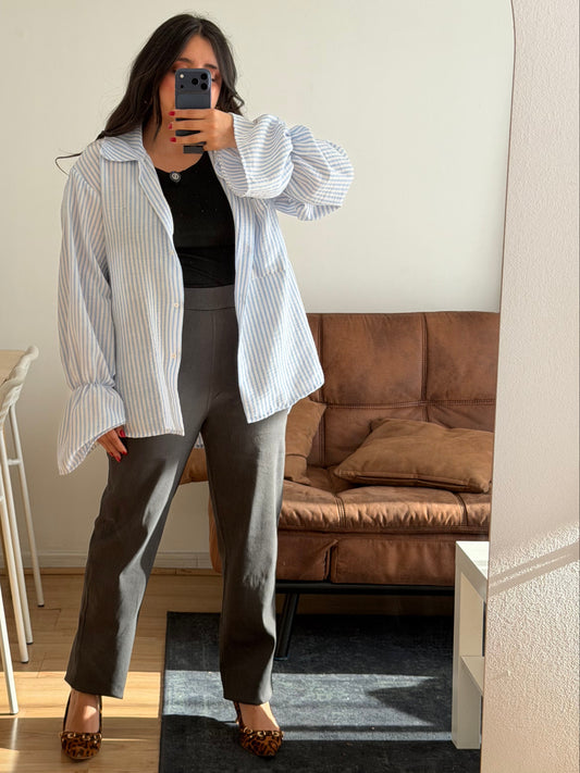 Calza Tipo Pantalón Gabardina Elasticada Con Polar Por Dentro Apitillado 5556