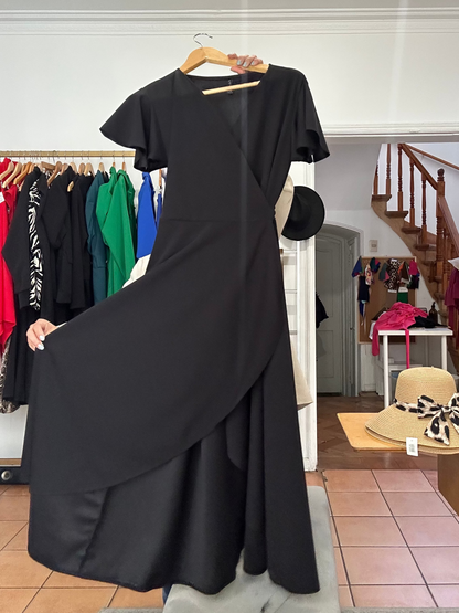 Maciel Midi Tela Scuba Sin Vuelos Manga Vuelos