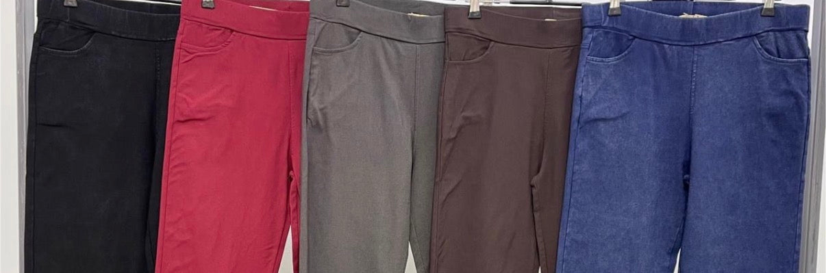Calza Tipo Pantalón Gabardina Elasticada Con Polar Por Dentro Apitillado 5556