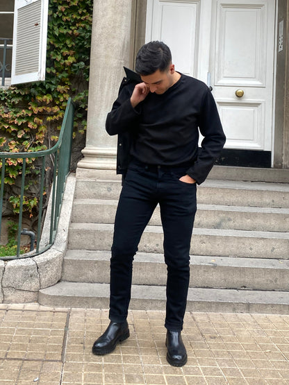 Polera Básica Israel Tela Agamuzada Hombre Manga Larga