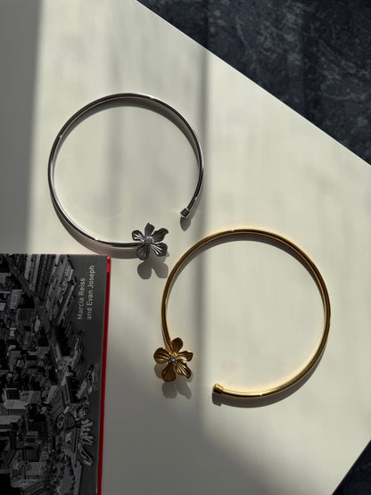 Collar Choker Flor Dorado Y Plateado