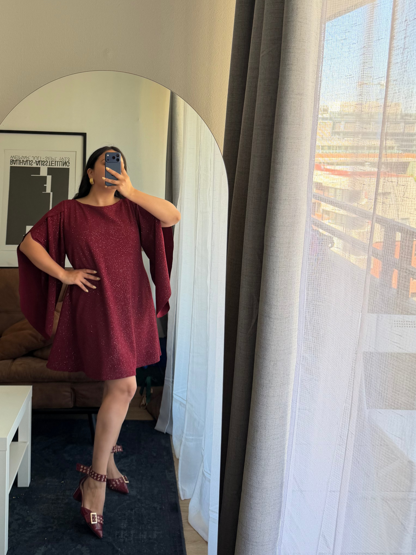 Vestido Claudia Acampanado Tela Sofia Brillos